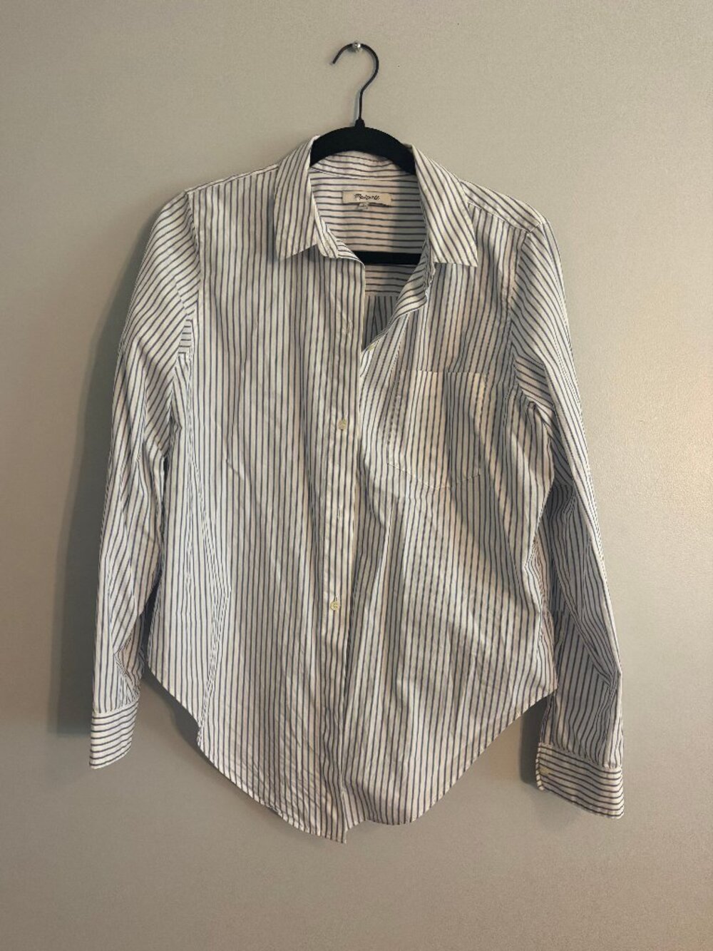 Madewell Blue & White Striped Button-Up Shirt — Size L